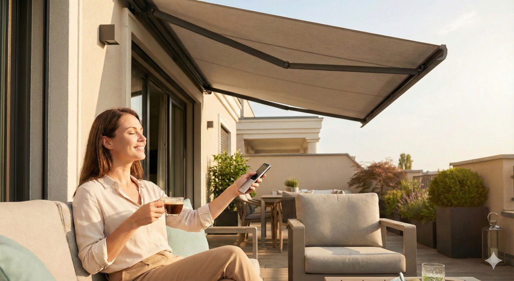 Motor Somfy con control remoto para toldo brazo invisible